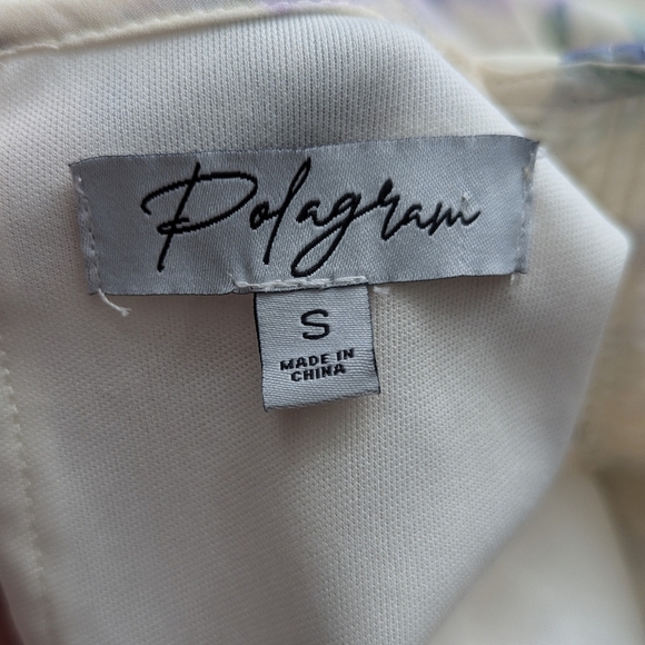 Polagram Women’s Chiffon Floral Watercolor Midi Belted Dress Smocked Bodice S - Picture 8 of 12